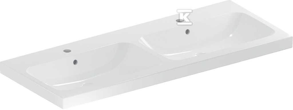 Umywalka podwójna iCon Light, 120x48x15.5cm, 2x przelew, 2x otwór na baterię, KeraTect 501.838.00.2 - obrazek 1