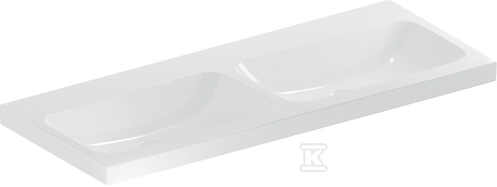 Umywalka podwójna iCon Light, 120x48x15.5cm, bez przelewu, bez otworu na baterię, KeraTect 501.838.00.8 - obrazek 1