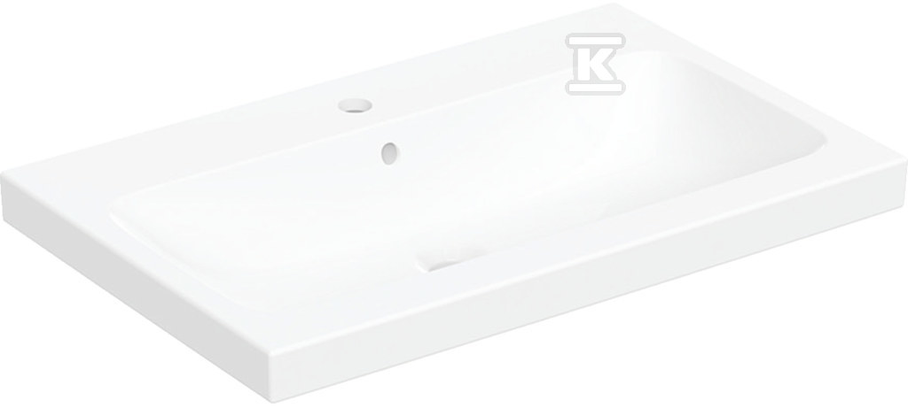 Umywalka nablatowa iCon Light, 75x48x16 cm, z przelewem, otwór na baterię, KeraTect 501.848.00.2 - obrazek 1