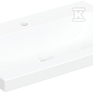 Umywalka nablatowa iCon Light, 75x48x16 cm, bez przelewu, otwór na baterię, KeraTect 501.848.00.6