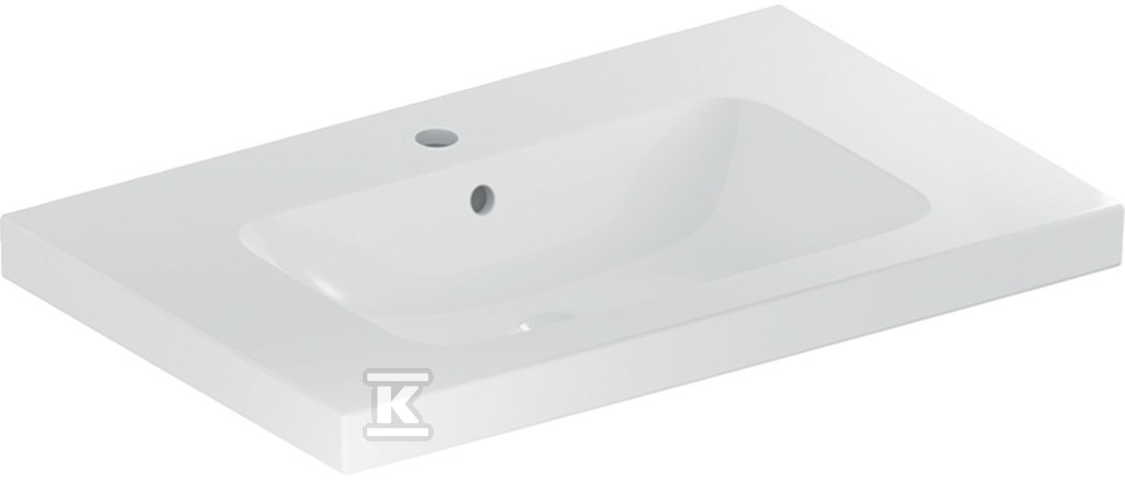 Umywalka iCon Light, 75x48x16 cm B75cm, H16cm, T48cm, z przelewem, otwór na baterię, powierzchnia odkładcza, KeraTect 501.839.00.2 - obrazek 1