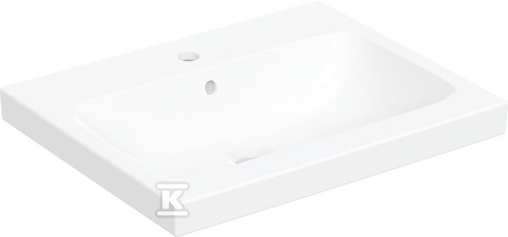 Umywalka nablatowa iCon Light, 60x48x16 cm, z przelewem, otwór na baterię, KeraTect 501.847.00.2 - obrazek 1