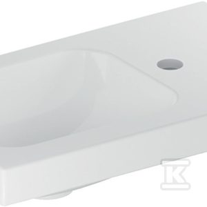 Umywalka kompaktowa iCon Light, 53x31x13 cm, biała, KeraTect, otwór na baterię po prawej, z powierzchnią odkładczą 501.832.00.2