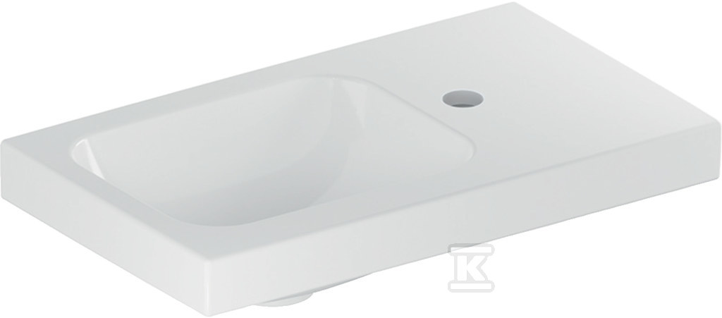 Umywalka kompaktowa iCon Light, 53x31x13 cm, biała, KeraTect, otwór na baterię po prawej, z powierzchnią odkładczą 501.832.00.2 - obrazek 1