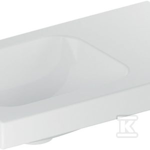 Umywalka kompaktowa iCon Light, 53x31x13 cm, biała, KeraTect, bez przelewu, bez otworu na baterię, powierzchnia odkładcza po prawej 501.832.00.4