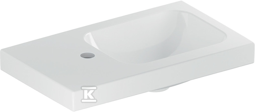 Umywalka kompaktowa iCon Light, 53x31x13 cm, biała, KeraTect, otwór na baterię (lewa), z powierzchnią odkładczą (lewa), bez przelewu 501.833.00.2 - obrazek 1