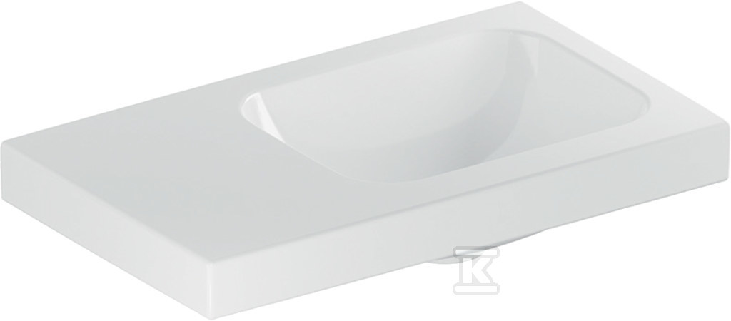 Umywalka kompaktowa iCon Light, 53x31x13 cm, biała, KeraTect, bez przelewu, bez otworu na baterię, powierzchnia odkładcza (lewa) 501.833.00.4 - obrazek 1