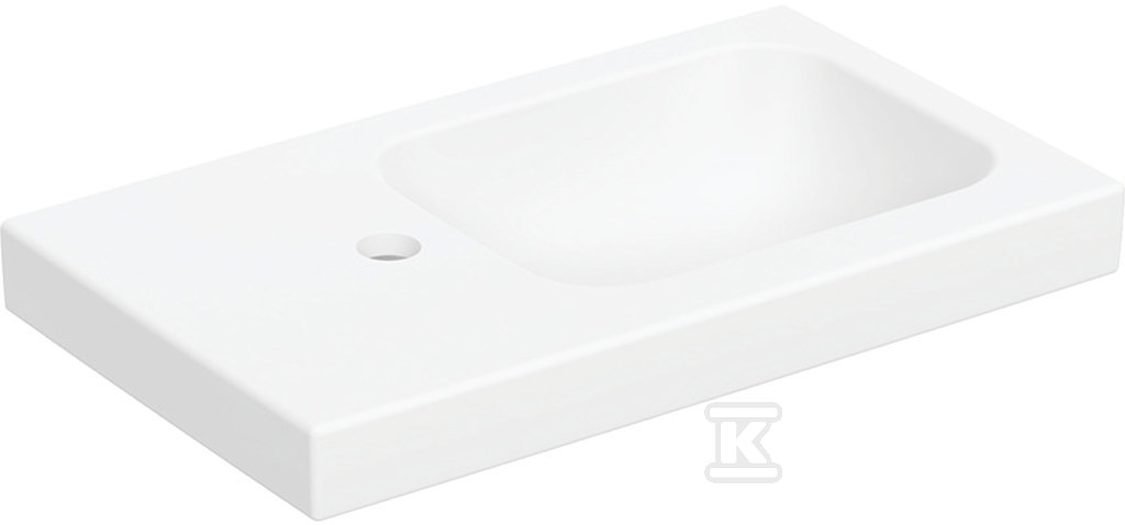Umywalka kompaktowa iCon Light, 53x31x13 cm, biały alpin, matowa, otwór na baterię (lewa), z powierzchnią odkładczą (lewa), bez przelewu 501.833.JT.1 - obrazek 1