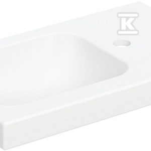 Umywalka kompaktowa iCon Light, 53x31x13 cm, biały alpin, matowa, otwór na baterię (prawa), z powierzchnią odkładczą (prawa), bez przelewu 501.832.JT.1