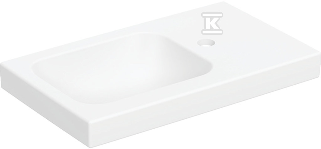 Umywalka kompaktowa iCon Light, 53x31x13 cm, biały alpin, matowa, otwór na baterię (prawa), z powierzchnią odkładczą (prawa), bez przelewu 501.832.JT.1 - obrazek 1