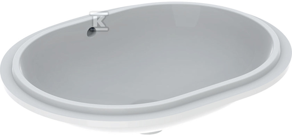 Variform Umywalka podblatowa, eliptyczna, B62.5cm, H18cm, T49cm, z przelewem, bez otworu na baterię, szkliwiony spód, KeraTect 500.757.00.2 - obrazek 1