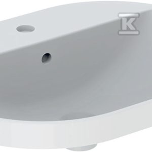 Variform Umywalka wpuszczana w blat, eliptyczna, B60cm, H17.8cm, T45cm, z przelewem, z otworem na baterię, szkliwiony spód, KeraTect 500.733.00.2 Variform Umywalka wpuszczana w blat, eliptyczna, B60cm, H17.8cm, T45cm, z przelewem, z otworem na baterię, szkliwiony spód, KeraTect 500.733.00.2
