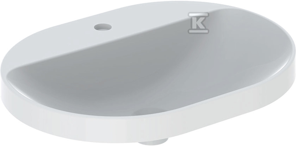 Variform Umywalka wpuszczana w blat, eliptyczna, B60cm, H17.8cm, T45cm, bez przelewu, z otworem na baterię, szkliwiony spód, KeraTect 500.735.00.2 - obrazek 1