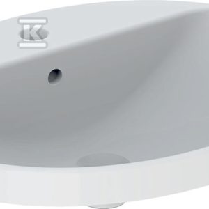 Variform Umywalka wpuszczana w blat, owalna, B60cm, H17.8cm, T48cm, z przelewem, z otworem na baterię, szkliwiony spód, KeraTect 500.725.00.2 Variform Umywalka wpuszczana w blat, owalna, B60cm, H17.8cm, T48cm, z przelewem, z otworem na baterię, szkliwiony spód, KeraTect 500.725.00.2