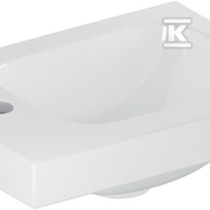 Umywalka kompaktowa iCon Light, 38x28x13 cm, biała, KeraTect, otwór na baterię (lewa), z powierzchnią odkładczą (lewa), bez przelewu 501.831.00.2 Umywalka kompaktowa iCon Light, 38x28x13 cm, biała, KeraTect, otwór na baterię (lewa), z powierzchnią odkładczą (lewa), bez przelewu 501.831.00.2
