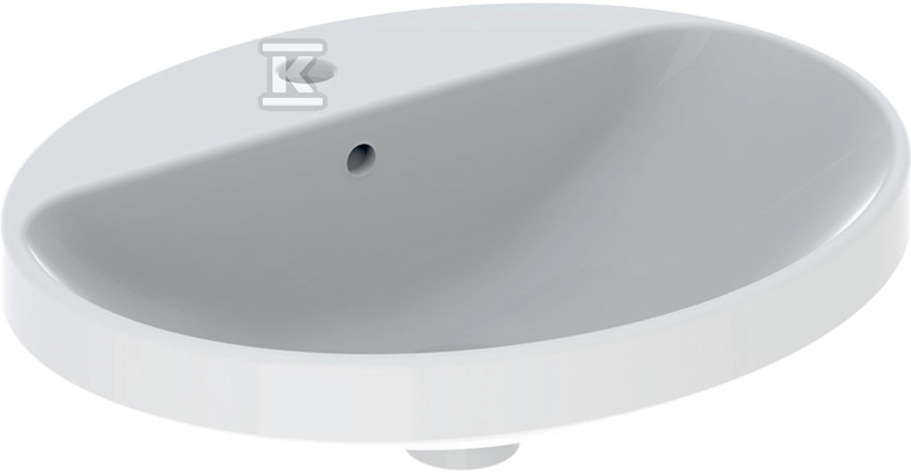 Variform Umywalka wpuszczana w blat, owalna, B55cm, H17.8cm, T45cm, z przelewem, z otworem na baterię, szkliwiony spód, KeraTect 500.721.00.2 - obrazek 1