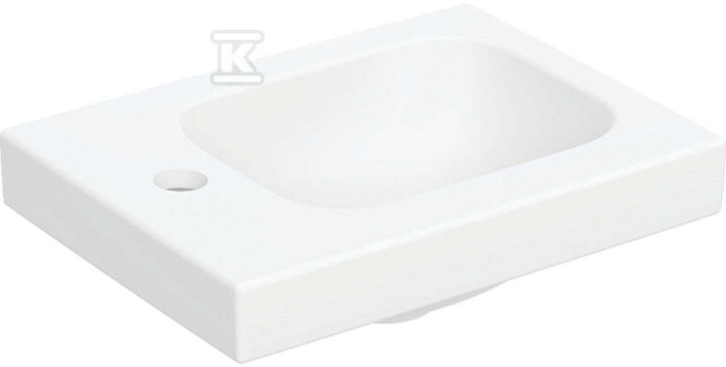 Umywalka kompaktowa iCon Light, 38x28x13 cm, biały alpin, matowa, otwór na baterię (lewa), z powierzchnią odkładczą (lewa), bez przelewu 501.831.JT.1 - obrazek 1