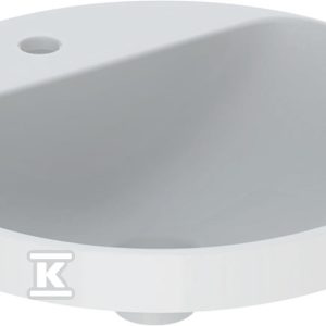 Variform Umywalka wpuszczana w blat, okrągła, z półką, D48cm, H17.8cm, bez przelewu, z otworem na baterię, szkliwiony spód, KeraTect 500.707.00.2 Variform Umywalka wpuszczana w blat, okrągła, z półką, D48cm, H17.8cm, bez przelewu, z otworem na baterię, szkliwiony spód, KeraTect 500.707.00.2