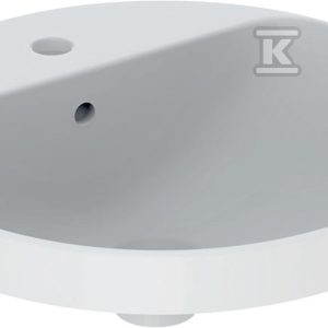 Variform Umywalka wpuszczana w blat, okrągła, z półką, D48cm, H17.8cm, z przelewem, z otworem na baterię, szkliwiony spód, KeraTect 500.705.00.2 Variform Umywalka wpuszczana w blat, okrągła, z półką, D48cm, H17.8cm, z przelewem, z otworem na baterię, szkliwiony spód, KeraTect 500.705.00.2