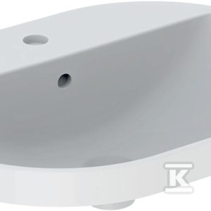 Variform Umywalka wpuszczana w blat, eliptyczna, B60cm, H17.8cm, T45cm, z przelewem, z otworem na baterię, szkliwiony spód 500.733.01.2 Variform Umywalka wpuszczana w blat, eliptyczna, B60cm, H17.8cm, T45cm, z przelewem, z otworem na baterię, szkliwiony spód 500.733.01.2