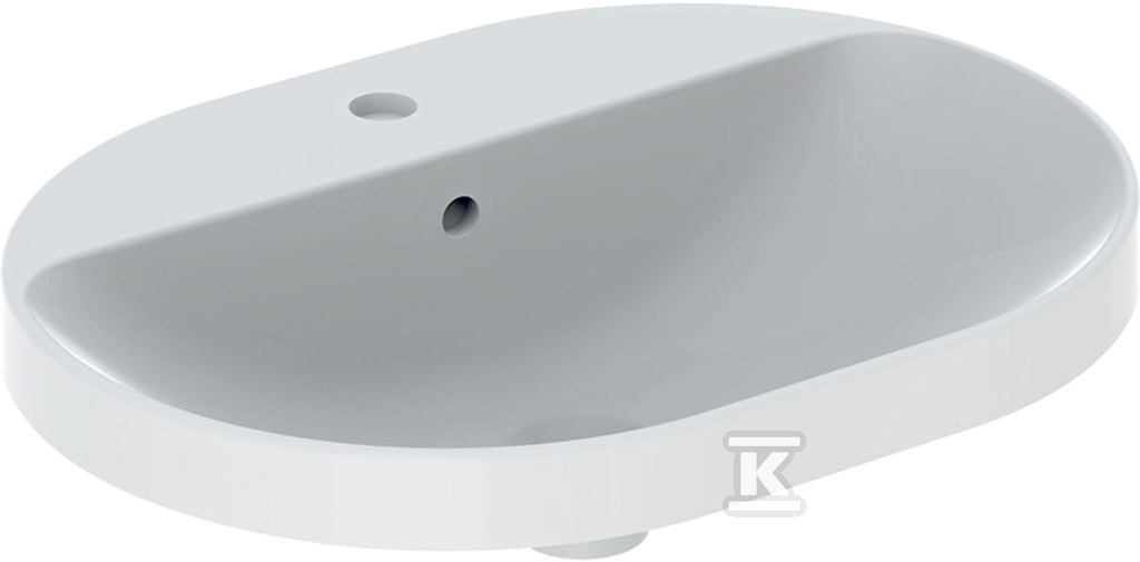 Variform Umywalka wpuszczana w blat, eliptyczna, B60cm, H17.8cm, T45cm, z przelewem, z otworem na baterię, szkliwiony spód 500.733.01.2 - obrazek 1