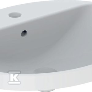 Variform Umywalka wpuszczana w blat, owalna, B60cm, H17.8cm, T48cm, z przelewem, z otworem na baterię, szkliwiony spód 500.725.01.2 Variform Umywalka wpuszczana w blat, owalna, B60cm, H17.8cm, T48cm, z przelewem, z otworem na baterię, szkliwiony spód 500.725.01.2