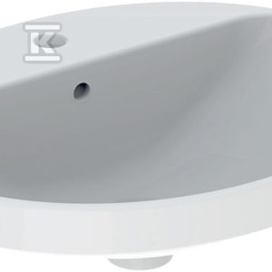 Variform Umywalka wpuszczana w blat, owalna, B55cm, H17.8cm, T45cm, z przelewem, z otworem na baterię, szkliwiony spód 500.721.01.2 Variform Umywalka wpuszczana w blat, owalna, B55cm, H17.8cm, T45cm, z przelewem, z otworem na baterię, szkliwiony spód 500.721.01.2