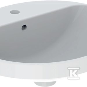 Variform Umywalka wpuszczana w blat, owalna, B50cm, H17.8cm, T45cm, z przelewem, z otworem na baterię, szkliwiony spód 500.713.01.2 Variform Umywalka wpuszczana w blat, owalna, B50cm, H17.8cm, T45cm, z przelewem, z otworem na baterię, szkliwiony spód 500.713.01.2