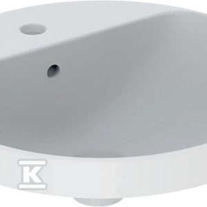 Variform Umywalka wpuszczana w blat, okrągła, z półką, D48cm, H17.8cm, z przelewem, z otworem na baterię, szkliwiony spód 500.705.01.2 Variform Umywalka wpuszczana w blat, okrągła, z półką, D48cm, H17.8cm, z przelewem, z otworem na baterię, szkliwiony spód 500.705.01.2