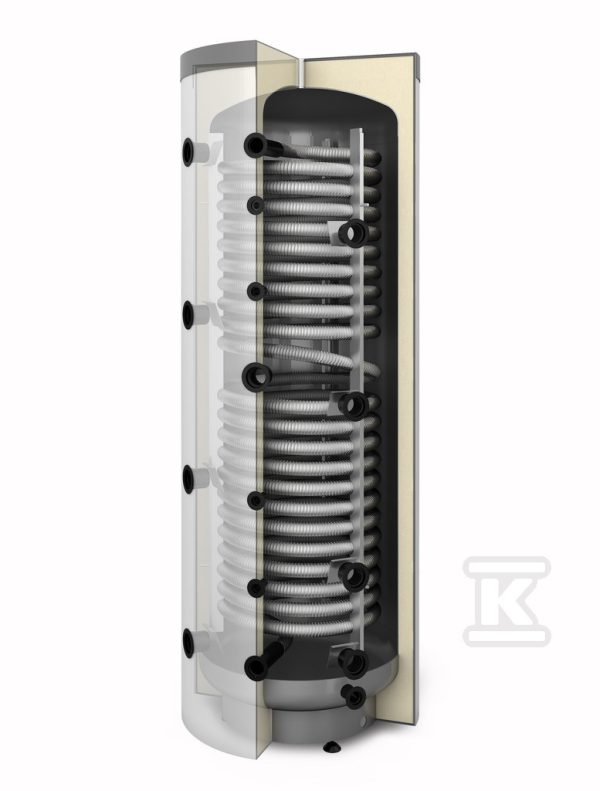 Akumulacyjny zbiornik warstwowy MULTI-INOX 2000L wężownica inox do C.W.U., rozbieralna pianka poliuretanowa 100mm, skay 80-201600