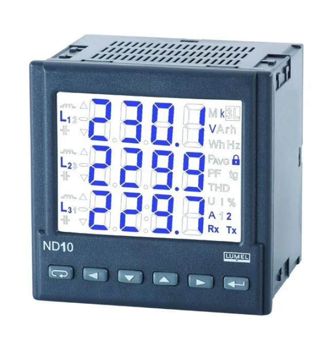 Miernik sieci 3‑fazowej wej. I 5A wej. U 3x230/400V wyjście interfejs RS‑485 z atestem KJ ND10 22100P1 - obrazek 3