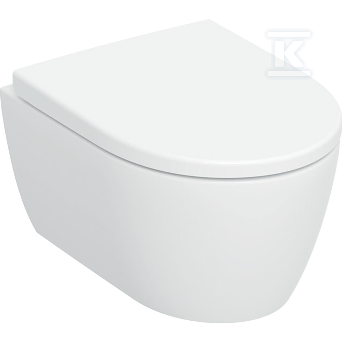Zestaw wiszącej miski WC Geberit iCon, lejowa, krótka, ukryte mocowania, TurboFlush, z deską sedesową: T=49cm, Wolne opadanie=Tak, Zawiasy wypinane=Blokowane, Mocowanie=Od góry, Biały 503.048.00.1 - obrazek 1