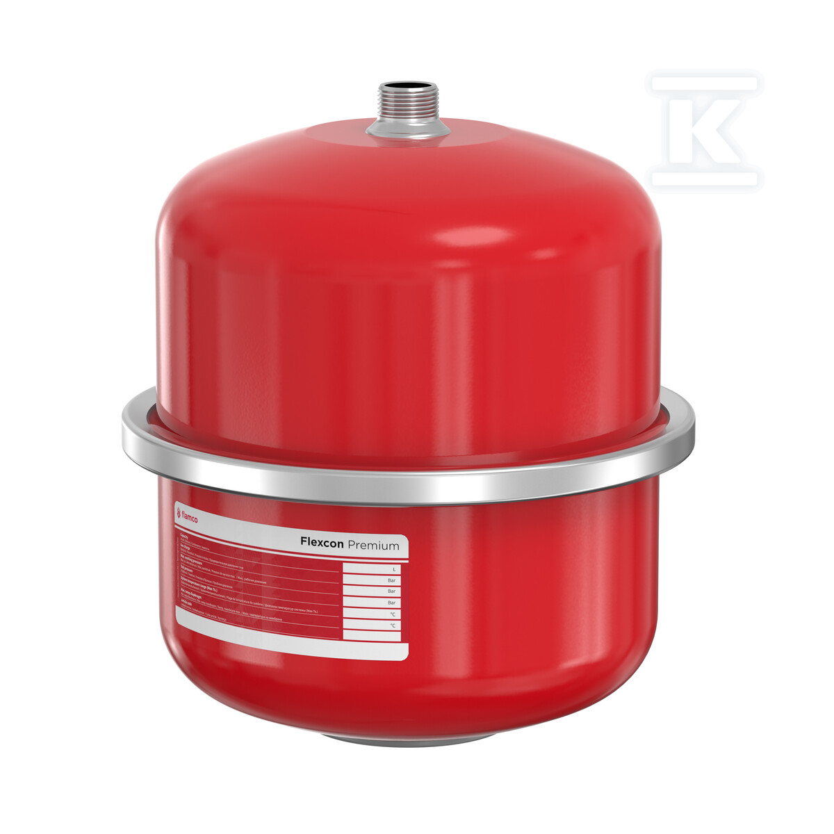 Naczynie wzbiorcze przeponowe FLEXCON PREMIUM-12, 12L, 1.0/3 bar / 70 st., przyłącze gwintowane R3/4", k.czerwony RAL 3002, do instalacji grzewczych i chłodniczych, wiszące 16915 - obrazek 1