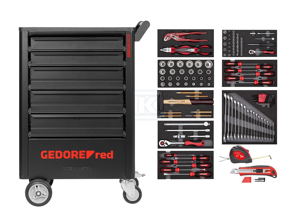 Zestaw narzędzi w wózku narzędziowym GEDWorker 119 szt. R21562005 - obrazek 1