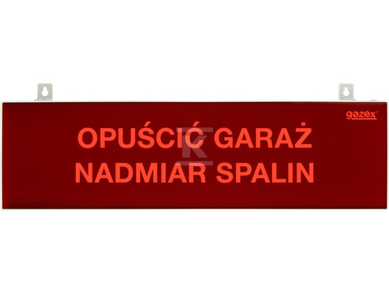 Tablica ostrzegawacza "Opuścić garaż nadmiar spalin" 230V tablica ostrzegawcza dwustronna "OPUŚCIĆ GARAŻ NADMIAR SPALIN", Sygnalizacja optyczna pulsująca, czerwona LED, sygnalizacja akustyczna 65 dB/1m, napięcie zasilania 230 V TP-4.D/H2 - obrazek 1