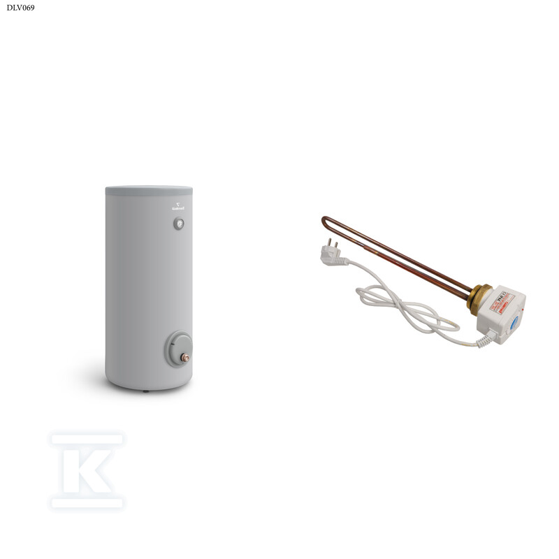 Wymiennik cwu z wężownicą spiralną, stojący SGW(S) Tower Grand 500L z kompletem elektrycznym z grzałką 2kW - K6/4", poliuretan, skay DLV069 - obrazek 1