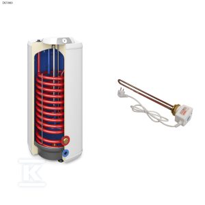 Wymiennik 200l SGW(S) VULCAN KOMBI z kompletem elektrycznym z grzałką 2kW – K6/4″ z wężownicą spiralną, emaliowany, pianka poliuretanowa, płaszcz metalowy, pionowy stojący DLV083