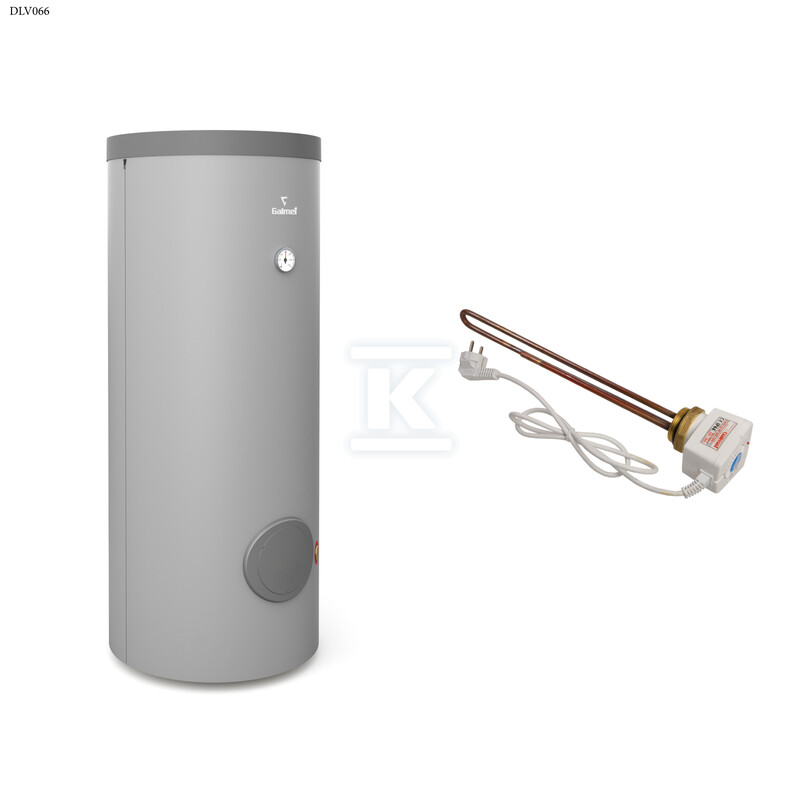 Wymiennik do pomp ciepła SGW(S) Maxi 300L z kompletem elektrycznym z grzałką 2kW - K6/4" z wężownicą spiralną 3,6m2, stojący, poliuretan, PVC szary, v.2 DLV066 - obrazek 1