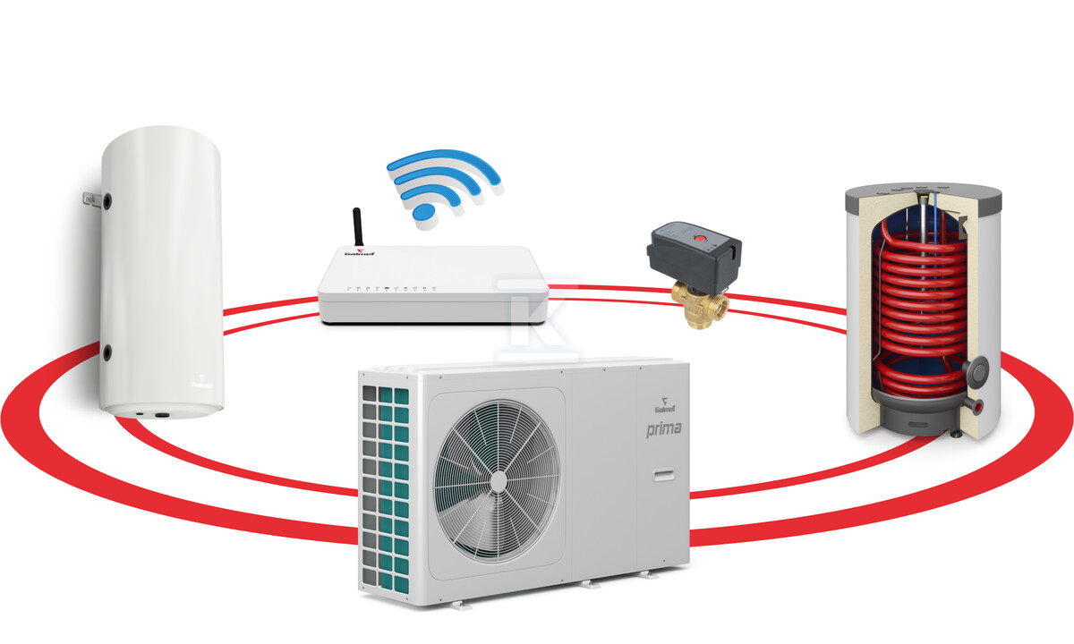 Pompa ciepła powietrzna monoblok Prima 8GT - 8,4 kW, 1 fazowy, 230 V hybrydowy system grzewczy R32 GTOP160/B60 Sinum Lite SG-000745S - obrazek 1