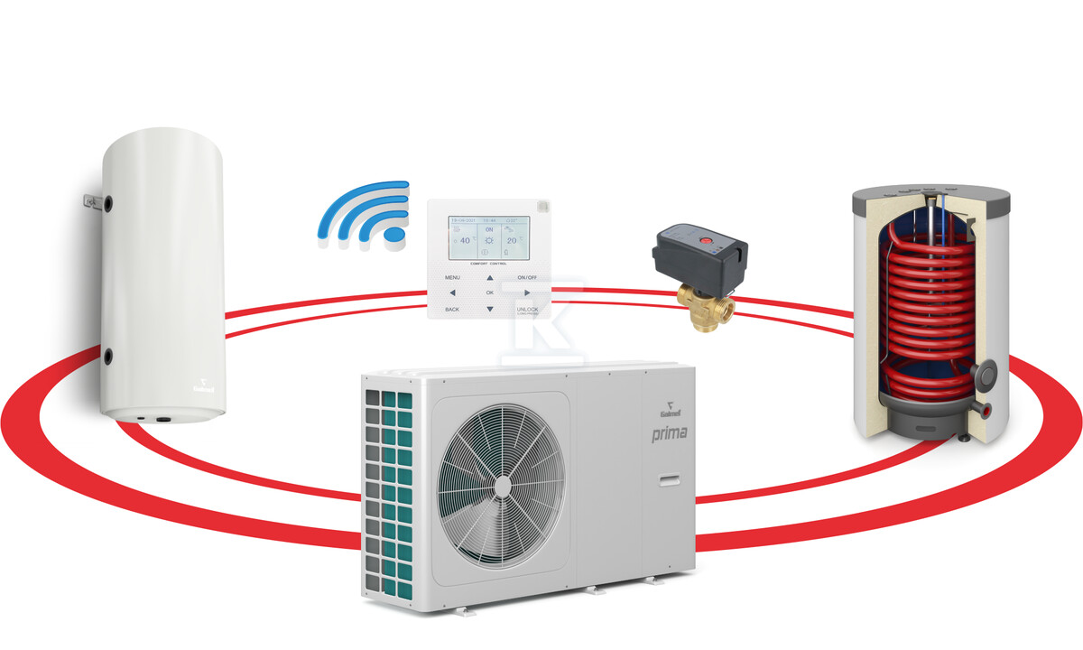 Pompa ciepła powietrzna monoblok Prima 8GT - 8,4 kW, 1 fazowy, 230 V hybrydowy system grzewczy R32 GTOP160/B60 SG-000745 - obrazek 1