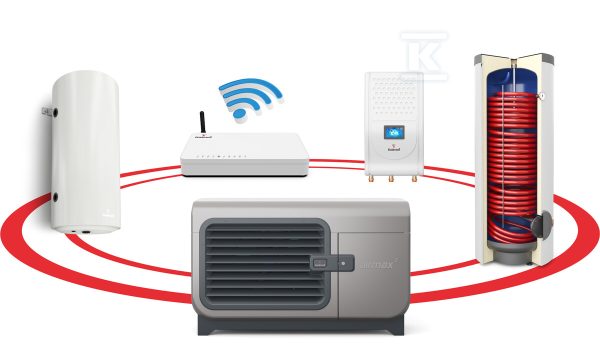 Pompa ciepła powietrzna monoblok Airmax3 Hybrydowy System Grzewczy 1F R290 7GT (2-9 kW) G200/B100 Gbox Sinum Lite SG-000107SL