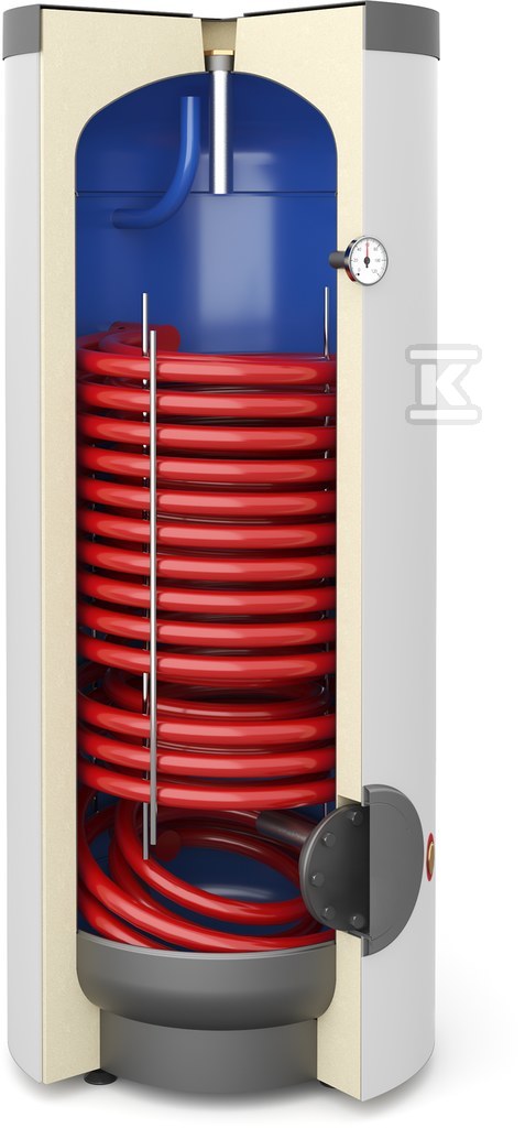 Wymiennik cwu do pomp ciepła z podwójną wężownicą spiralną 5,0m2, emaliowany - stojący - poliuretan, PVC biały - SGW(S) Maxi 400 26-408170N - obrazek 1