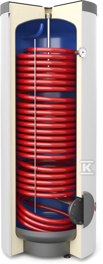 Wymiennik cwu do pomp ciepła z wężownicą spiralną 3,8m2, emaliowany, stojący - poliuretan, PVC biały - SGW(S) Tower Grand 400 26-408177N - obrazek 1