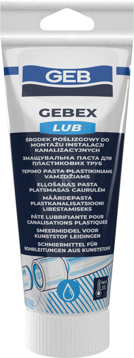 Środek poślizgowy do montażu instalacji kanalizacji GEBEX (Tuba), 200g 504625