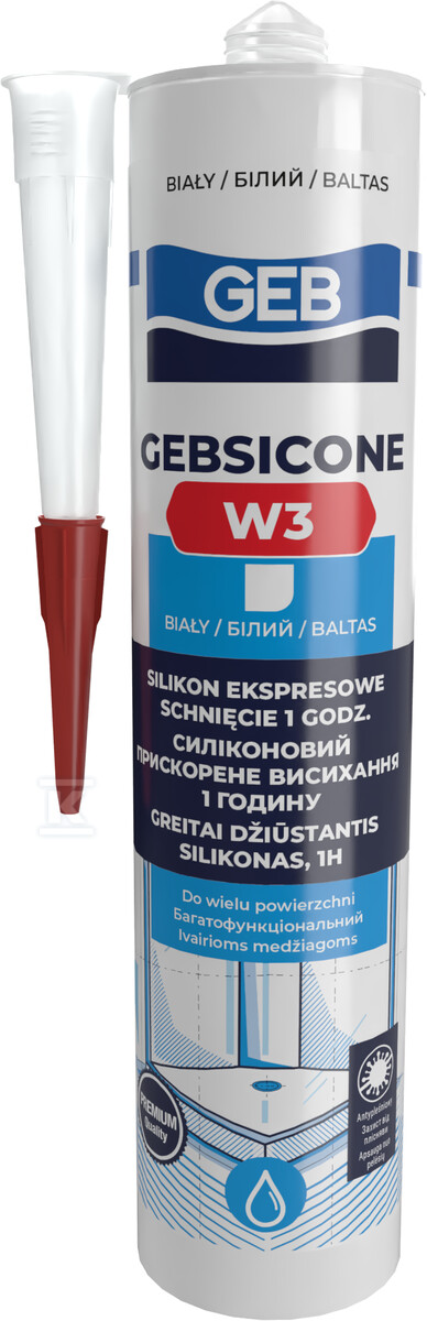 Silikon sanitarny, GEBSICONE W3, 280ml, biały 890770