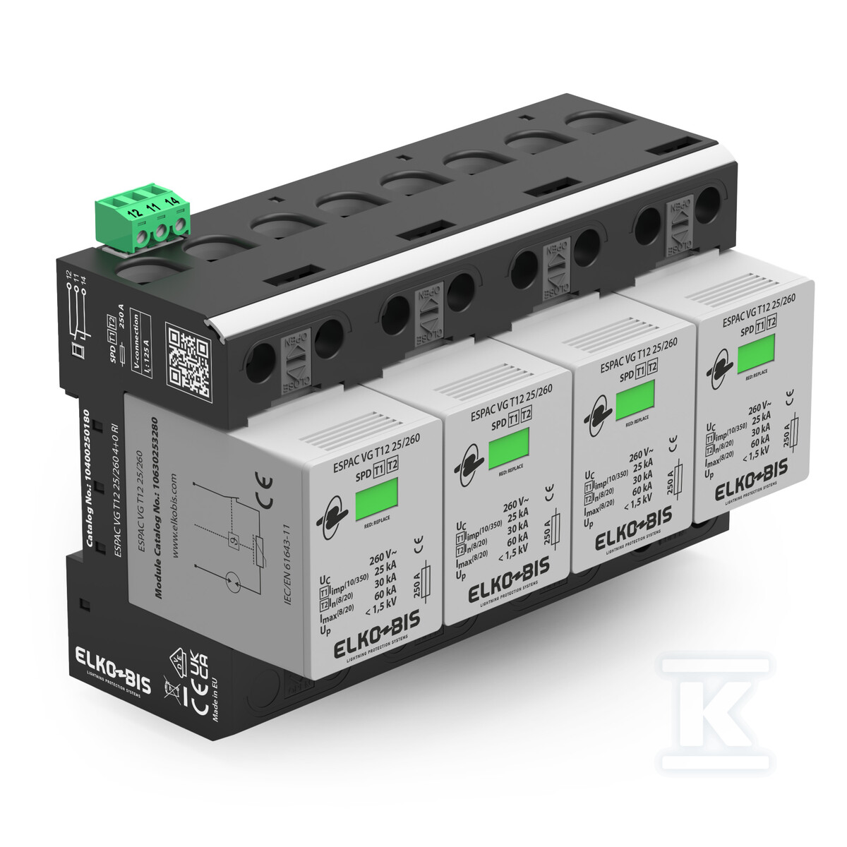 Ogranicznik przepięć ESPAC VG T12 25/260 4+0 RI 10400250180 - obrazek 1