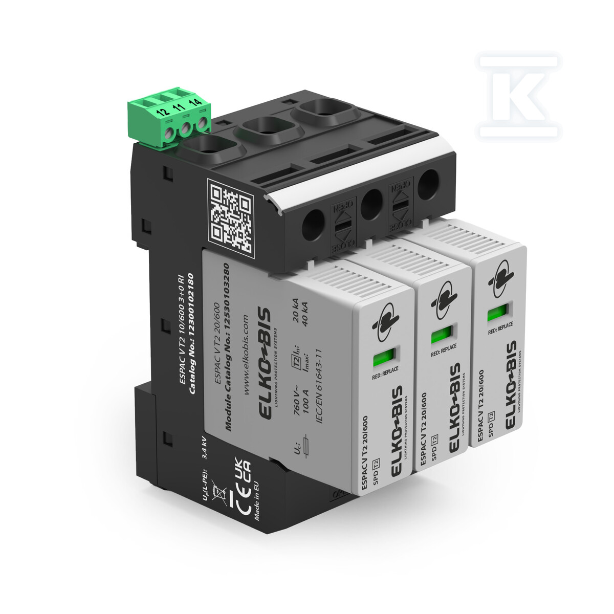 Ogranicznik przepięć ESPAC V T2 20/600 3+0 RI 12300102180 - obrazek 1