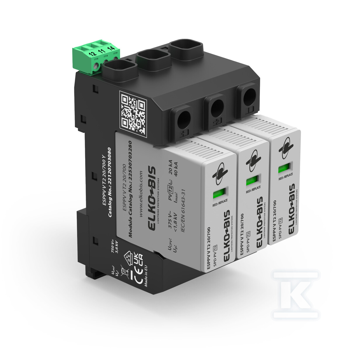 Ogranicznik przepięć ESPPV V T2 20/700 Y RI 22120703180 - obrazek 1