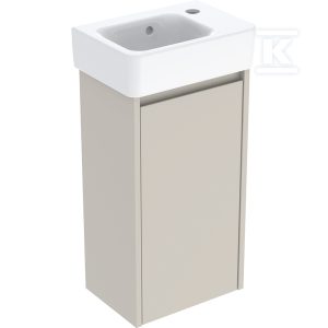 Zestaw umywalki małej Selnova Square z szafką pod umywalkę, z jednymi drzwiami: 36×69.7x25cm, Szerokość umywalki=36cm, Umywalka: biały, Korpus, Front: piaskowoszary / lakierowany jedwabny mat 504.130.DB.1 Zestaw umywalki małej Selnova Square z szafką pod umywalkę, z jednymi drzwiami: 36×69.7x25cm, Szerokość umywalki=36cm, Umywalka: biały, Korpus, Front: piaskowoszary / lakierowany jedwabny mat 504.130.DB.1