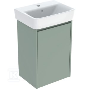 Zestaw umywalki małej Selnova Square z szafką pod umywalkę, z jednymi drzwiami: 45×69.7x34cm, Szerokość umywalki=45cm, Umywalka: biały, Korpus, Front: szałwiowozielony / lakierowany jedwabny mat 504.131.IK.1 Zestaw umywalki małej Selnova Square z szafką pod umywalkę, z jednymi drzwiami: 45×69.7x34cm, Szerokość umywalki=45cm, Umywalka: biały, Korpus, Front: szałwiowozielony / lakierowany jedwabny mat 504.131.IK.1